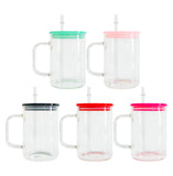 YIPAI USA warehouse RTS_17oz single walled clear glass mugs with handle and PP lids_Gabby