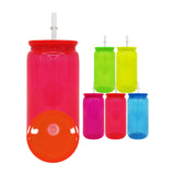 USA warehouse RTS_25 pack 16oz plastic Acrylic neon colored Acrylic soda can with colorful pp lids_Gabby