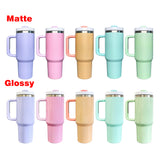 RTS 25 pack USA H2.0 blank sublimation glossy matte macaron 40oz tumbler with handle and straw-Gabby