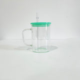 YIPAI USA warehouse RTS_17oz single walled clear glass mugs with handle and PP lids_Gabby