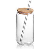 RTS USA warehouse 16oz 25pcs pack BPA free clear glass can with bamboo lids for sublimation --USGABE