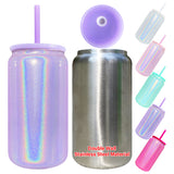 25 pack USA warehouse Holographic shimmer glitter blank sublimation stainless steel 16oz soda beer can-Gabby