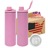 China warehouse-25pack blank sublimation 20oz straight sports water bottle with 2 lids-Gabby