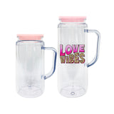 25 pack-12oz 16oz snow globe double walled plastic cups with handle with PP lids-Holly