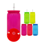 USA warehouse RTS_25 pack 16oz plastic Acrylic neon colored Acrylic soda can with colorful pp lids_Gabby