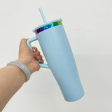 customization birthday wedding Commemorative gifts new leak proof rainbow plated underneath 40oz curved tumbler with lids and straws for laser engraving -Gabby