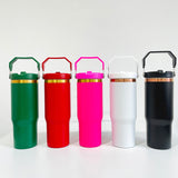 25 pack USA warehouse powder coated gold copper plated 30oz flip top straw student tumbler for laser engraving-Gabby