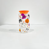 USAa warehouse 50 pack 16oz Halloween designs  3D touch UV printing beer glass can with plastic lid and clear PP straw-Gabby