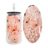 USAa warehouse 50 pack 16oz Halloween designs  3D touch UV printing beer glass can with plastic lid and clear PP straw-Gabby