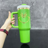 20 pack USA warehouse laser engraved mirror gold plated underneath powder coated green 40oz H2.0 tumbler-Gabby