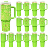 20 pack USA warehouse laser engraved mirror gold plated underneath powder coated green 40oz H2.0 tumbler-Gabby