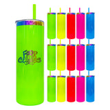 China warehouse_ 25 pack 20oz stainless steel Neon colored rainbow underneath straight tumblers with colored pp lids_Gabby