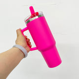 New Style 20 pack double walled stainless steel vacuum insulated blank sublimation macaroon white 40oz leak proof removable flip straw tumbler cups with handle and straw