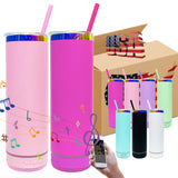 25 pack USA warehouse matt colored macaron powder coated rainbow plated underneath Smart Music Player 20oz skinny straight tumblers-Gabby