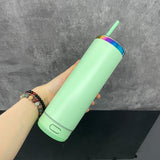 25 pack USA warehouse matt colored macaron powder coated rainbow plated underneath Smart Music Player 20oz skinny straight tumblers-Gabby