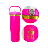 25 pack USA warehouse powder coated gold copper plated 30oz flip top straw student tumbler for laser engraving-Gabby