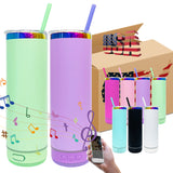 25 pack USA warehouse matt colored macaron powder coated rainbow plated underneath Smart Music Player 20oz skinny straight tumblers-Gabby