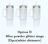 25 pack 40oz blank sublimation glittery rough powder glitter tumbler mugs -Gabby