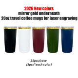 Men's colors -25pack 20oz mirror gold plated tumblers with sliding lids for laser engraving -Gabby