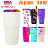 25 pack RTS USA warehouse USA warehouse powder coated 30oz holographic rainbow plated car tumbler mugs cups -Gabby