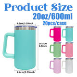 USA warehouse 20 pack 20oz white sublimation beer coffee mug with removable plastic handle -Gabby