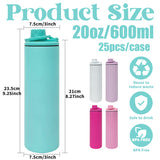 China warehouse-25pack blank sublimation 20oz straight sports water bottle with 2 lids-Gabby