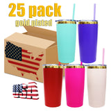 USA warehouse RTS_25 pack 20oz gold plated car tumblers mixed colors_Gabby