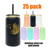 25 pack USA warehouse 16oz Gold underneath stainless steel white and black mixed cans _Gabby