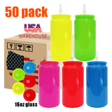 YIPAI USA warehouse RTS_25 pack 50 pack 16oz NEON glass cans with colored lids_Gabby