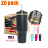 RTS USA 20 pack H2.0 powder coated gold plated 40oz quencher tumbler for laser engraving-Gabby