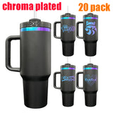 USA warehouse RTS_20 pack 40oz H2.0 Blue- Purple Chroma plated black tumblers with handle for laser engraving-Gabby