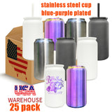 USA warehouse RTS_25 pack 16oz Chroma blue-purple plated underneath stainless steel can for laser engrave_Gabby