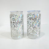 USA RTS _50 pack 16oz holographic clear with leopard glass can _Gabby