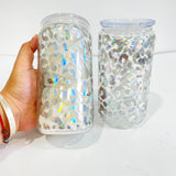 USA RTS _50 pack 16oz holographic clear with leopard glass can _Gabby