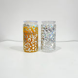 USA RTS _50 pack 16oz holographic clear with leopard glass can _Gabby