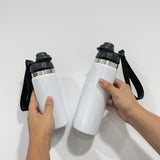 16oz 20oz Adult Kids White Blank Sublimation Double Walled Vacuum Insulated Stainless Steel Water Bottle With Strap Flip Top Lid-Gabby