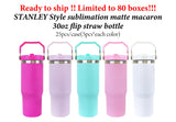 25 pack 30oz Stanley Style Matte Macaron Colors Flip Straw School Tumblers 25pcs-Gabby