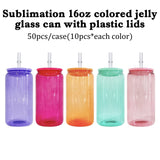 USA RTS _25 pack 50 pack 16oz colored jelly sublimation glass cans in sweet candy colors- Gabby